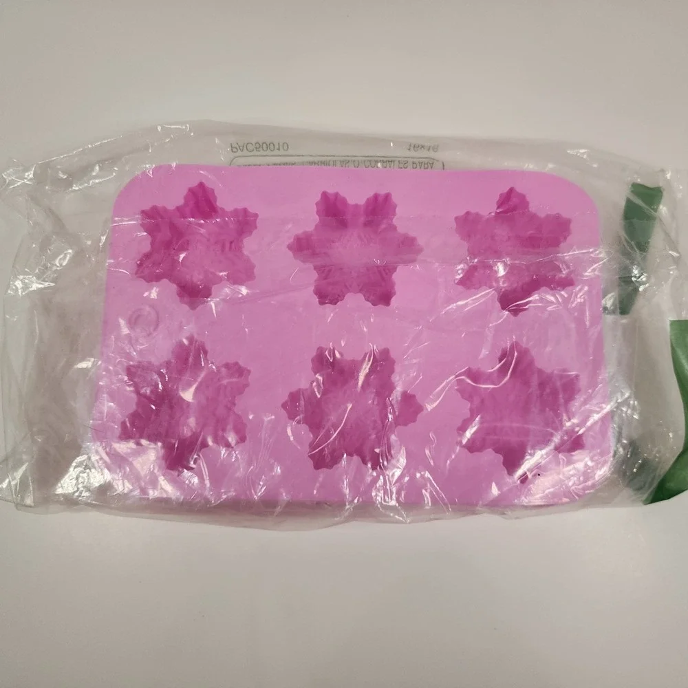 2 Pack Silicone Snowflake Mold 12 Cavity Candy Chocolate Soap Resin Pink